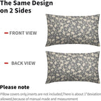 Grey Gray Pillow Covers 12x20 Set of 2 Vintage Floral Rustic Old Style Cute Flower Print Rectangle Decorative Outdoor Pillowcases Seasonal Farmhouse Throw Cushion Case Couch Sofa Bed Decor