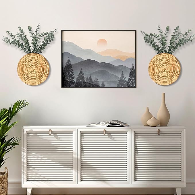 Set of 2 Wall Planter for Indoor Plants, Boho&Farmhouse Wall Decor for Living Room, Bathroom,Hanging Planter for Artificial Flower Plants(Brown)