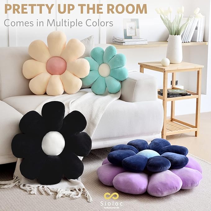 Sioloc Flower Pillow,Shaped Throw Pillow Butt Cushion Floor Pillow,Seating Cushion,Cute Room Decor & Plush Pillow for Bedroom Sofa Chair(Beige,15.7'')