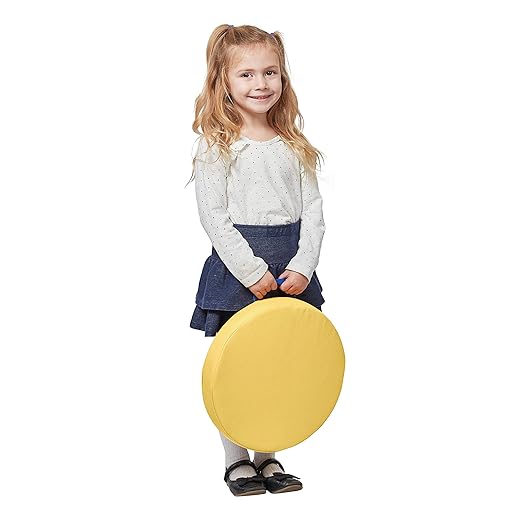 ECR4Kids SoftZone Floor Cushions, Round, Flexible Seating, Yellow, 6-Piece