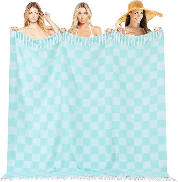 Giant Turkish Beach Blanket Pool Towel Cotton Lightweight Extra Large Soft Sand Free Quick Dry Oversized Thin Sandproof Cruise Ship Essentials Summer Vacation Accessories Gift Must Haves Stuff Gadget