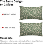 Spring Sage Green Pillow Covers 12x20 Set of 2 Vintage Floral Rustic Old Style Cute Flower Print Decorative Outdoor Pillowcases Seasonal Farmhouse Throw Cushion Case Decor for Couch Sofa Bed