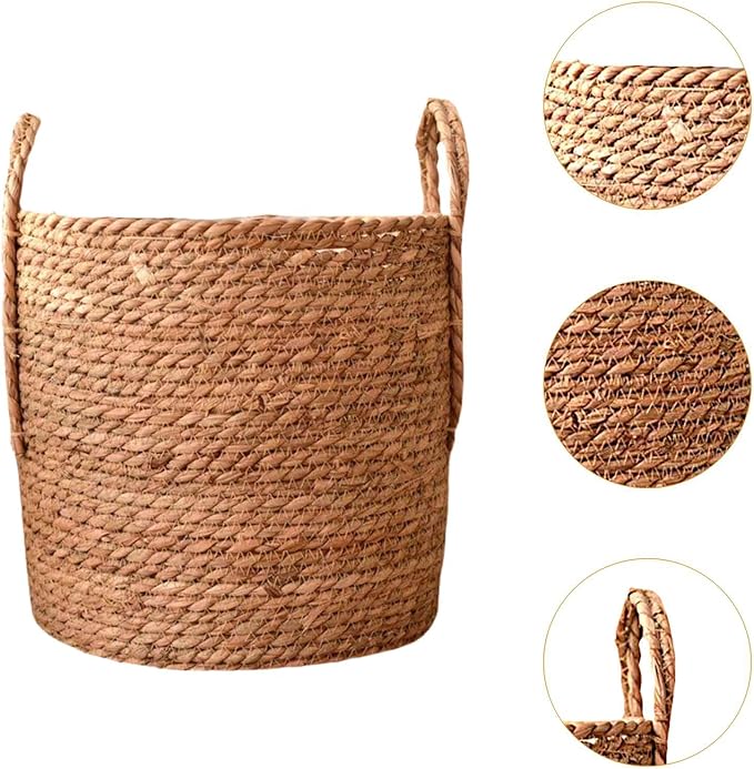 Woven Planter Basket Container Portable Decorative Simple Multipurpose Storage Basket Plant Pot for Living Room Balcony Porch, Medium