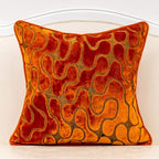 Yangest Orange Square Throw Pillow Cover Wavy Velvet Cushion Cover Modern Zippered Pillowcase for Sofa Couch Bedroom Living Room Chair, 24 x 24 Inch…