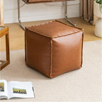 Faux Leather Unstuffed Pouf Ottoman, Square Pouffe Footstool Storage Stool, Pouf Sleeve Without Stuffing, Foot rest Suitable for living Room,Bedroom or Balcony（Size：17"D x 17"W x 15"H)No Filler