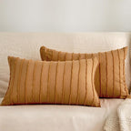 JELLYMONI 2 Pack Rust Pillowcases 12" x20", Soft Microfiber Striped Tufted Pillow Covers(Pillows are not Included)