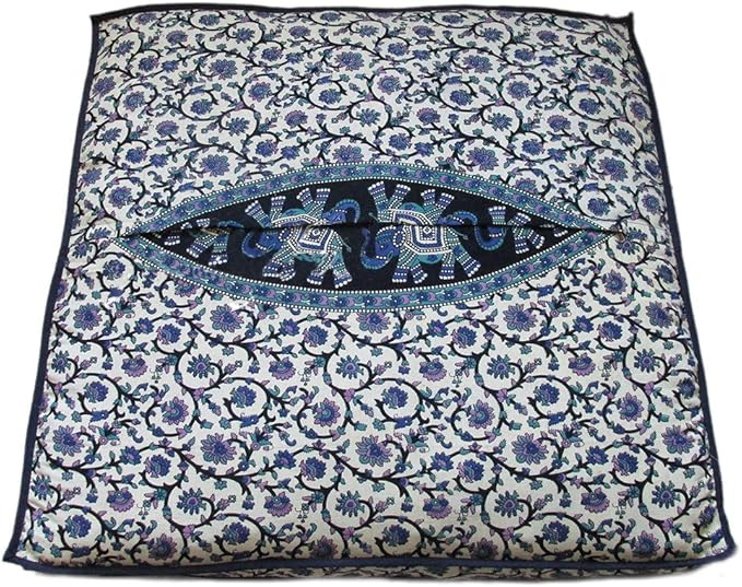 ICC Large Square Floor Pillow Cover Hippie Ottoman Pouf Cover Daybed Cotton Mandala Cushion Cover with Heavy Duty Zipper Seating Ottoman Poufs Dog-Pets Bed (Green Deer, 35" Square)