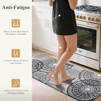 HEBE Cushioned Kitchen Mats for Floor Set of 2, Non Slip Anti Fatigue Kitchen Rugs and Mats, Floral Waterproof Comfort Foam Standing Mat Floor Carpet for Kitchen,Home Office,Sink,Laundry