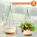 Mumufy 6 Pcs 8 Inch Hanging Planters for Indoor and Outdoor Plants, Beige