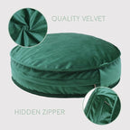 Velvet Floor Pillows Round Chair Cushion Couch Throw Pillow Soft Pouf Seat Mattress Bean Bag for Reading Nook Play Room (25.6",Green)