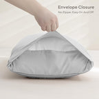 JELLYMONI Pillowcases Standard Size Light Grey 2 Pack Boho Striped Bed Pillow Covers 20x26in Polyester Envelope Pillow Shams Tufted Bohemian Textured (Pillows are not Included)