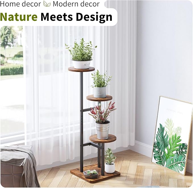 3 Tier Plant Stand Indoor, Tiered Plant Stands for Indoor Plants Multiple, Corner Flower Stand for Living Room, Multi-Layer Vintage Design Plant Shelf