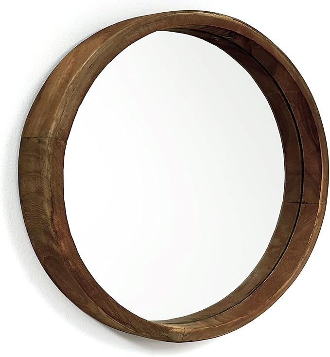Rutledge & King Wall Mirror - Rustic Round Mirror - Decorative Circle Mirrors for Bathrooms, Living Rooms, and Bedrooms (1 Pack, Midwood - Large)