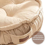 English Home Floor Pillow, Round Boho Floor Pillow, Thick Quilted Seat Cushion, Cat and Dog Bed, Comfortable Floor Cushions for Adults, Soft Meditation Cushion, Bench Cushion, Beige, 22" 5" Inch