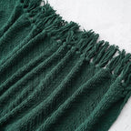BATTILO HOME Forest Green Throw Blanket Couch,Knit Christmas Throw Blanket Versatile Chair,Super Soft Warm Christmas Decor Throw Tassels Bed,Sofa and Living Room,50'' x 60''