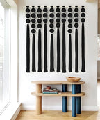 IOWER Large Macrame Wall Hanging Black Macrame Wall Decor Sphericity Cotton Textile Wall Hanging Boho Wall Decor Art Fiber Yarn Art Handmade 39" Wx39 L