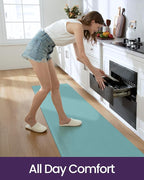 DEXI Kitchen Floor Mats Cushioned Anti Fatigue,17x59, Standing Runner Rug Waterproof, Comfort Memory Foam Padded for Front Sink Laundry, Turquoise