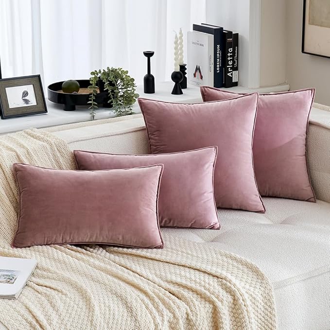 MIULEE Jam Velvet Throw Pillow Covers 18x18 Soft Decorative Solid Square Cushion Cases Pack of 2 Modern Luxury Home Decor for Couch, Sofa, Bedroom
