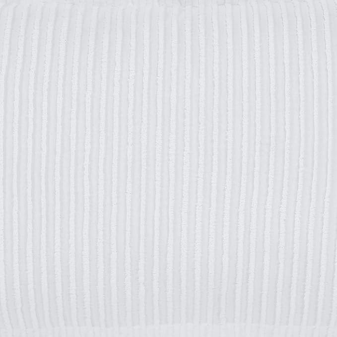 Better Trends Jullian Collection is Super Soft and Light Weight in Bold Stripes Design 100% Cotton Tufted Unique Luxurious Machine Washable Tumble Dry, Euro Sham, White