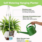 2 Pack Hanging Planters with Grow Light for Indoor Plants, 10” Self Watering Pots for Apartments & Low-Light Rooms, Macrame Hangers, Timer, Drainage Holes & Removable Tray