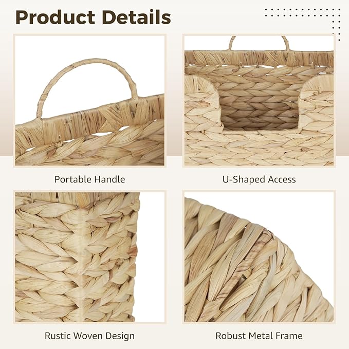 Hanging Basket for Wall, Rattan Woven Hanging Basket Front Door Decor, Water Hyacinth Mail Baskets Wall Mounted Storage Entryway Organizer for Living Room, Bedroom, Office, Housewarming Gift