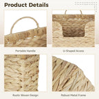 Hanging Basket for Wall, Rattan Woven Hanging Basket Front Door Decor, Water Hyacinth Mail Baskets Wall Mounted Storage Entryway Organizer for Living Room, Bedroom, Office, Housewarming Gift