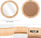 FUIN 20" Boho Round Rattan Mirror – Handwoven Wicker Wall Mirror for Nursery, Farmhouse & Coastal Décor