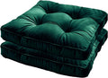 Set of 2 Chair Pads Velvet Thick Seat Cushions for Home Office Chairs Square Tatami Pillow Pads for Floor Balcony Patio, Emerald Green, 15.7x15.7x2.4
