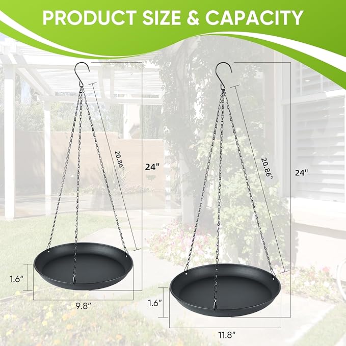 Metal Plant Hanger for Indoor Outdoor Use,Hanging Planters for Plants Basket with 9.8in/11.8inDiameter, Black Window Shelf for Plants（11.8IN）