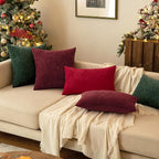 MIULEE Pack of 2 Red Couch Throw Pillow Covers 16x16 Inch Soft Chenille Pillow Covers for Sofa Living Room Solid Dyed Pillow Cases