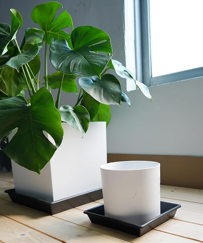 Square Plant Saucer 18 Inch 2 Pack 10 14 16 18 20 Extra Large Plant Trays for Pots Heavy Duty Plastic Plant Saucers for Indoors Outdoors, Flower Pot No Holes Plant Drip Trays
