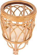 POPETPOP Hand Woven Rattan Plant Basket Boho Style Planter with Liner Functional Home Decor Versatile Storage for Flowers and Succulents