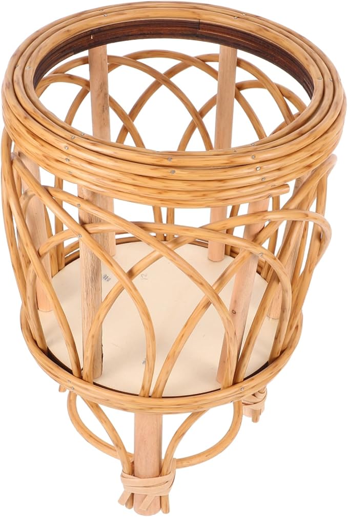 POPETPOP Hand Woven Rattan Plant Basket Boho Style Planter with Liner Functional Home Decor Versatile Storage for Flowers and Succulents