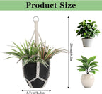 Handmade Macrame Plant Hangers, 2 Pack Cotton Boho Hanging Planters Baskets Plant Holder 19.6 Inch White Rope Flower Pot Holders for Indoor Outdoor Decor