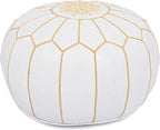 Marrakesh Gallery Genuine Leather Round Pouf Unstuffed - Moroccan Ottoman Footstool, Footrest Cover - Boho Decor - Bohemian Living Room, Bedroom, Kids Room, Gift & Wedding