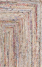 SAFAVIEH Area Rug 7' Round - Cape Cod Collection - Beige & Multi, Handmade Jute & Cotton, Woven Braided Design (CAP202B)