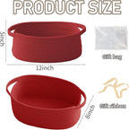 Woven Basket,Small Rope Storage Bin with Handles & Ribbon Bag, Organizer for Shelves Closets,Gift Basket Empty for Birthday,Books,Dog Toys, Red/3 Pack