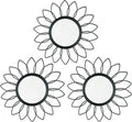 3 Pack Metal Mirrors for Wall Sunburst Wall Mirrors Home Décor Decorative Hanging Wall Art for Living Room Bedroom Entryway (Black, Flowers)