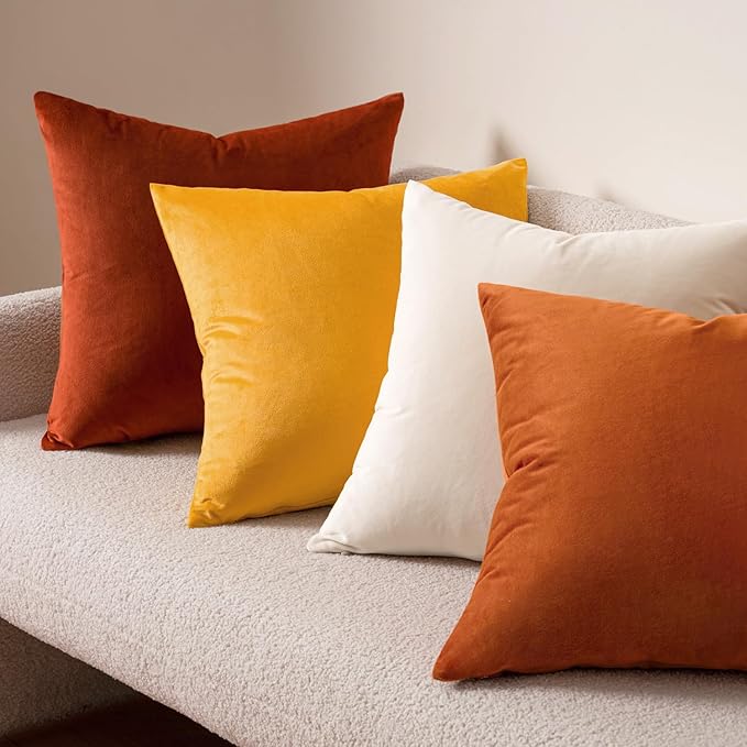 MIULEE Velvet Throw Pillow Covers 16x16 Inch, Pack of 2 - Gold, Soft Solid Decorative Pillow Covers Cushion Cases Modern Luxury Home Decor for Couch Sofa Bedroom Livingroom