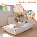 MAXYOYO 3 in 1 Kids Bean Bag Chair Bed, Child Floor Sofa for Gaming, Reading, Faux Fur Floor Mattress with High-Density Foam Filling for Living Room Bedroom