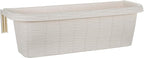 Apollo Exports International AP-30312 24" Adjustable Railing Planter, Ratan Look, White
