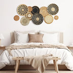 11 Pcs Boho Hanging Wall Basket Decor Handmade Woven Basket Wall Decorative Boho Wicker Baskets Placemats Round Farmhouse Bulrush Art for Rustic Home Decorations Christmas Gift(Assorted)