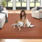 Baby Play Mat for Floor Tummy Time Nursery Muscle Area Rug Playroom Rug Tatami 47"*47" Memory Foam 1.3" Thick Crawling for Babies,Toddlers, Infants,Floor(Brick Red)