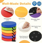 HONEY JOY 6PCS Floor Cushions for Kids, 14" Length Flexible Alternative Portable Classroom Seating with Handles, Easy to Clean, Thick Soft Foam Comfy Round Seats for Daycare Preschool (Colorful)