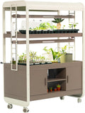 Vego garden 3 Tier Rolling Metal Corner Plant Stand Indoor with 2 Ultimate Grow Light, Powerful 60 W Full-Spectrum LEDs, with Storage Plant Rack for Seed Starting, Leafy, Herbs, Pearl White