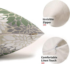 Sage Green White Grey Gray Pillow Covers 12X20 Inch Set of 2, Spring Modern Dahlia Floral Print Decorative Rectangle Throw Pillow Covers Outdoor Farmhouse Cushion Case for Couch Sofa Bed Decor