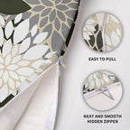 Olive Green White Grey Gray Pillow Covers 18X18 Inch Set of 2, Spring Modern Geometry Dahlia Floral Print Decorative Throw Pillow Covers Outdoor Farmhouse Cushion Case for Couch Sofa Bed Decor