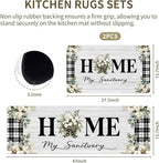 Farmhouse Rugs for Kitchen Floor,Man Anti Fatigue Mats for Kitchen Floor Non Slip, 2PCS Rubber Kitchen Mat, Washable Cushioned Runner Carpet Rug for Sink Laundry 15.7"×27.5" +15.7"×47" 3.5mm