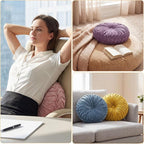 Kathfly Set of 4 Decorative Round Pleated Throw Pillows, Classy Velvet Pumpkin Round Throw Pillows, Decorative Floor Pillow for Bed Chair Home Sofa Decor, 14" Diameter (Purple, Blue, Green, Pink)