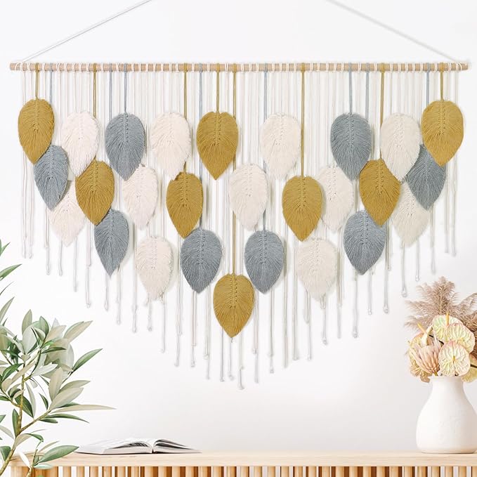 LOMOHOO Macrame Wall Hanging, Large Boho Home Decor,Bohemian Woven Decoration for Bedroom Living Room Apartment Dorm Gallery Perfect Handmade Gift Ideas (51.5" W x 33.5" L)